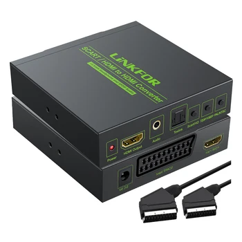 1080P SCART + HDMI-kompatibilis HDMI-kompatibilis Átalakító Adapter Támogatás RGB, CVBS Videó Jel 3,5 mm-es SPDIF Sztereó Hang