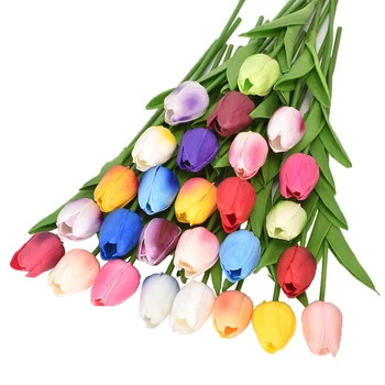 10DB művirágok Igazi Kapcsolatot Hamis Tulipán Csokor, Esküvő Dekoráció, Műanyag Virágok Otthon Kert Dekoráció Reális Virágok