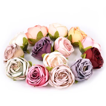 10db/sok selyem rózsa bud mesterséges virág fejét diy koszorú doboz ajándék, karácsonyi dekoráció esküvői lakberendezés 4cm hamis virág