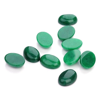 10db Természetes Kő, Gyöngy Ovális Zöld Agates Cameo Cabochon Gyöngyök, Ékszerek Beállítás Megállapítások Ékszer Készítés Tartozékok Wholesa