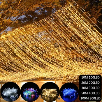 10M 100M LED fényfüzér Koszorú Utcai Karácsonyi Dekoráció tündérfény Vízálló Kültéri Garland Lámpák Dekor Új Év 2022