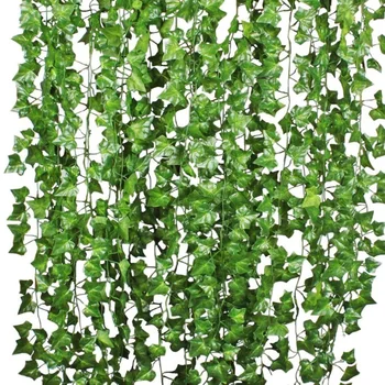 12db 2M Ivy green Hamis Levelek Garland Növény Szőlő Lombozat lakberendezés Műanyag Rattan string Erkély Fal Dekoráció Mesterséges Növények