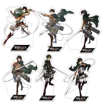 15cm Anime Támadás Titán Ábra Akril Állni Eren Jaeger Mikasa Levi Ackerman PVC Asztal Dekoráció Modell Figura Játékok
