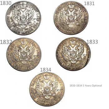 1830 - 1834-Ben 5 Évre Választható Lengyelország 5 Zlotych Ezüst Bevonatú Másolás Érmék