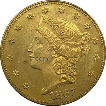 1867 S Egyesült Államok 20 Dollár Szabadság Fej Dupla Sas Van mottója arany, Réz érme Gyűjtők Másolás Érme