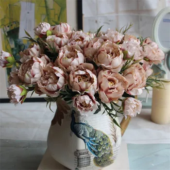 1Bouquet/8Heads Szép Esküvői Mini Rózsa Mesterséges Selyem Virág A Menyasszony Otthon Dekoráció Olcsó Szülinapi Dekoráció Hamis pünkösdi Rózsa Virág