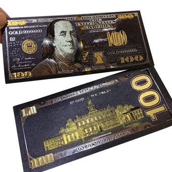1db Antik Fekete Arany Fólia 100 USD Pénznemben Megemlékező Dollár Bankjegyek Dekoráció