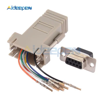 1db DB9 RS232 Férfi/Nő, hogy RJ45 Férfi/Női Csatlakozó Adapter COM Port LAN Ethernet Port Átalakító
