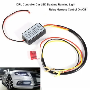 1DB DRL Vezérlő Auto Autó LED-es Nappali menetjelző Fény, Relé, Kábelköteg Dimmer Be/Ki 12-18V Ködlámpa Vezérlő Csere Alkatrészek