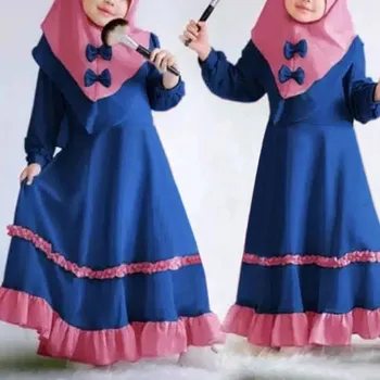 2 darabos Készlet Eid Lányok Hidzsáb Muszlim Ruha Abayas Gyerekeknek Baba Ramadan Abaya Törökország Dubai Islamic Ruházat Vestidos