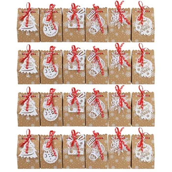 24pcs nátronpapír Cookie Táskák Hópehely Minta Ajándék csomag Mézeskalács Harang Karácsonyi Édességet, Kekszet Csomagolás Zsák Party Kellékek