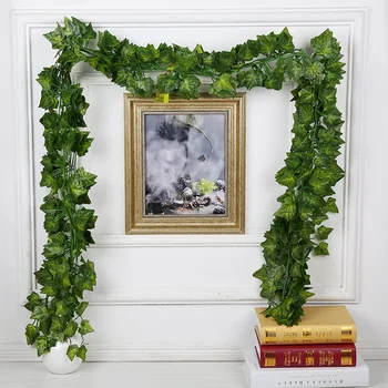 2db 180 cm-es Selyem Mesterséges Növények Zöld Borostyán Inda Esküvői Dekoráció Rattan Kerítés Arch Dekoráció, Zöld Levelekkel Lóg Fal A2450