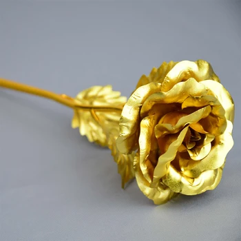 2db 24 karátos Arany Rózsa Fólia Ragyog Örök Fower Esküvő Valentin Napi Ajándékok Mesterséges Virág Dekoráció