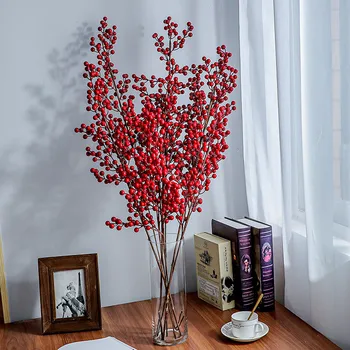 3 darab/sok Mesterséges vagyont gyümölcs Holly Akác Vörös Bab Cellulóz új év Karácsonyi Ünnep Esküvői Dekoráció Hamis Virág