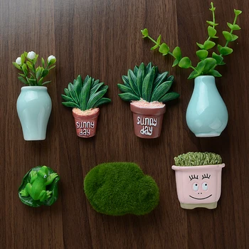 3D-s Aranyos Rajzfilm koreai Hűtőszekrény Mágneses Matricák Trópusi Növény Kaktusz Váza Hűtő Mágnes Konyha Haza Decoraion