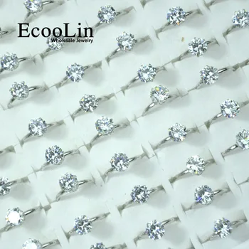 50Pcs EcooLin Ékszer Divat 1.0 Karátos Aranyozott Ezüst Bevonatú Gyűrű Rengeteg A Nők Tömeges Csomag LR4023
