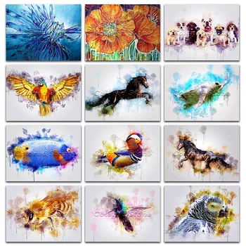 5D Teljes Négyzet Gyémánt festmény hímzés, keresztszemes kutya, papagáj ló, hal, méh, madár 3D DIY Kerek Gyakorlat Rajz mozaik L142
