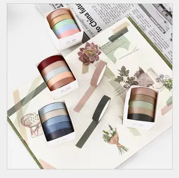 5db/Doboz egyszínű Macarons erdő őszi levél washi tape DIY dekoráció tervező napló scrapbook kategória szalaggal escolar