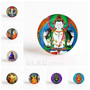 5db/sok Buddha Művészeti 25mm Üveg Cabochon DIY Medál Divat Kiegészítők Buddhizmus Vallás Ajándék
