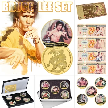 A kínai kung-fu Csillag Bruce Lee Arany Emlékérme Meghatározott Díszes Arany Fólia Bankjegy Papír Pénz Replika Születésnapi Ajándékok Fiúknak
