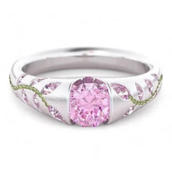 A Modern Nők Rózsaszín Kristály Strassz Gyűrű Női Ékszerek Valentin-Napi Ajándék, Esküvői Zenekarok Exquite Levelek Női Gyűrű