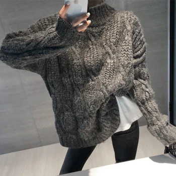 a pulcsi a Nők pulovers magas nyakú, hosszú ujjú felső Őszi Téli megvastagodott meleg kötött pulcsi 2021