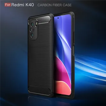 A Xiaomi Redmi K40 Pro POCO F3 Csiszolt Szénszálas Puha TPU Lökhárító Telefon Esetében Redmi K40 Pro Plus Szilikon hátlap