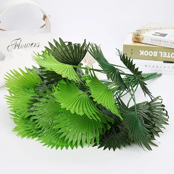 ArtificialGreenPlants35cmLong,Egy Rakás 14 Ágak Palm Leaf Legyező alakú Levél lakberendezési Hivatal Jelenet Hamis Növényi Díszek
