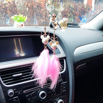 Autó belső dekoráció visszapillantó tükör medál lóg aranyos kreatív Mickey toll alakú medál autó belső kellékek