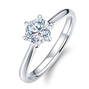 Beiver Klasszikus Hat Karom 1 Karát AAA Cirkon Esküvői Gyűrű Női Ékszerek, Ezüst Színű Gyűrű Női Judit Bijoux Ajándék