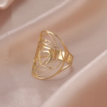 COOLTIME Lotus Jóga Szív Gyűrű a Nők Buddhizmus Csakra Mandala Virág Rozsdamentes Acél Átméretezhető Gyűrűk Vintage Ékszerek Amulett