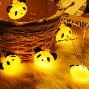 Cuki Panda Fejét LED fényfüzér Kerti Lámpák, gyerekszoba Karácsonyi Fény Éjszakai Fény Játék Lámpa ház Dekoráció Ajándék