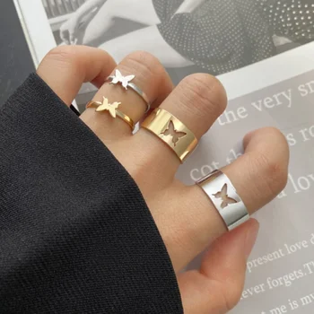 Divatos Arany Pillangó Gyűrű A Nők a Férfiak Szerető Pár Gyűrűk Meghatározott Barátság Eljegyzés, Esküvő Nyitva Gyűrűk 2021Trend Ékszer Ajándék