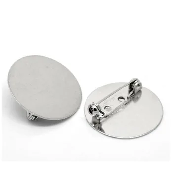 DoreenBeads Fém Cink Ötvözet + Alufelni Bross Megállapítások Kerek ezüst színű Cabochon Beállítások(Illik 25mm)25 mm(1