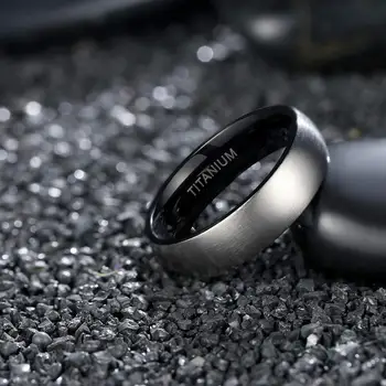Eamti Titánium Gyűrű, Férfi Ezüst Színű 6 mm Széles, Fekete, Kék Belül Unisex Esküvői Eljegyzési gyűrű Női Férfi anillo hombre