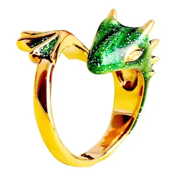 Gót Piros, Zöld, Rózsaszín, Kék Zománc Sárkány Dinoszaurusz Nyitva Gyűrűk Nők Állati Klassz Gyűrűk Tini Egirl Luxus Designer Ékszerek