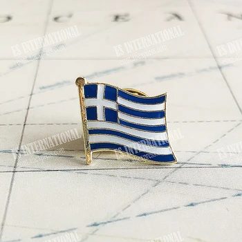 Görögország Nemzeti Zászló Hajtóka Csapok Kristály Epoxy Metal Zománcozott Jelvény Festék Bross Szuvenír Öltöny személyiség Megemlékező