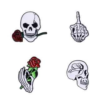 Halloween skull rose alufelni jelvény retro szórakoztató bross kezét a csontváz csapok Ünnep, jelmez kiegészítők, nagykereskedelmi