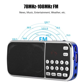Hordozható mini y-501 78-108mhz sztereó FM rádió digitális audio gombot magas érzékenységű zajszűrés, digitális rádió, TF kártya