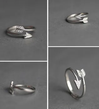 Jisensp Finom Ezüst Színű Nyíl Kristály Gyűrű a Nők Állítható Javaslat Gyűrűt a Nyíl Esküvő Ékszer Ajándék bijoux