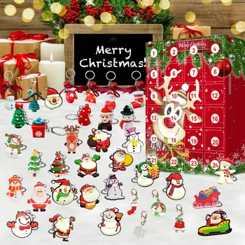 Karácsony Adventi Naptár-Ajándék Doboz 2021 Gyerekek - 24 Db Karácsonyi Medál, Kulcstartó, Szép Gyanta karácsonyfa Medál xmas 2022