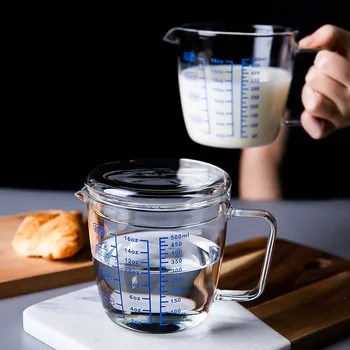 magas boroszilikát üveg mérőpohár a skála gyermekek tejet kupa mikrohullámú sütő mérőpohár átlátszó skála kupa