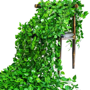 Mesterséges Növény Creeper Selyem Zöld Levelek Rattan a lakberendezés Háttér Fal Ál-Cserepes Virágok, Esküvői Karácsonyi Dekoráció