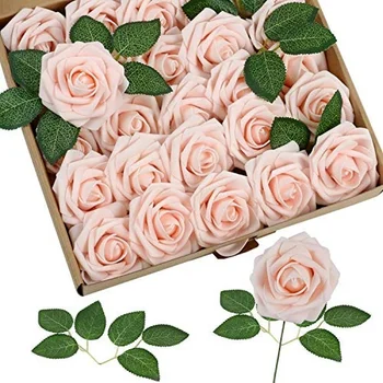 Mesterséges Virágokat Rose PE Rose Igaz Látszó Hamis Rózsa Szár Esküvői DIY Csokrok Fél Megállapodás Home Deco 50pcs