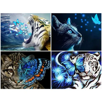MTEN 5D DIY Gyémánt Festmény Tigris Pillangó Teljes Négyzet/Kör Fúró Gyémánt Állat-Mozaik Dekoráció Otthon Wall Art Ajándék