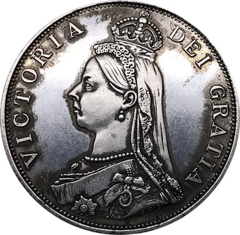 Nagy-Britannia 2 Forint - Victoria 2. portré Dupla Florin' 1887 Cupronickel Ezüst Bevonatú Másolás Érmék