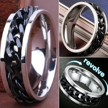 Nagykereskedelmi 100-as Mix sok SPIN Lánc Rozsdamentes acél Gyűrűk Férfi Spinner Gyűrűk Minőségi Divat Ékszerek Sörnyitó Gyűrű