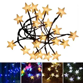 Napenergia String Fény-Öt Ágú Csillag ÚJ 20/30/50/100 LED Star LED Tündér Napenergia Füzér Kert Karácsonyi Dekoráció, Kültéri