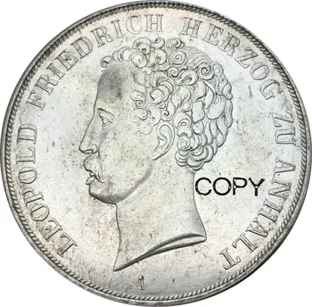 Német Államok Anhalt-Bernburg 2 Thaler Alexander Carl 3 1/2 Guldent Friedrich Leopold 1839 Egy Cupronicke Bevonatú Ezüst Érme Másolata