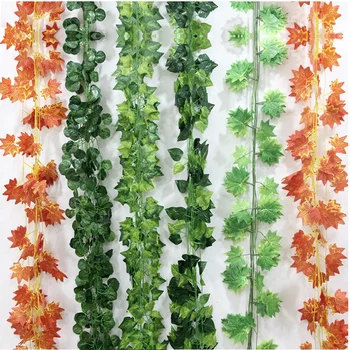 Növényi indák Selyem ivy 230cm mesterséges levelek a növény lakberendezési kiegészítők falra levél Fürt szőlőt irodai dekoráció